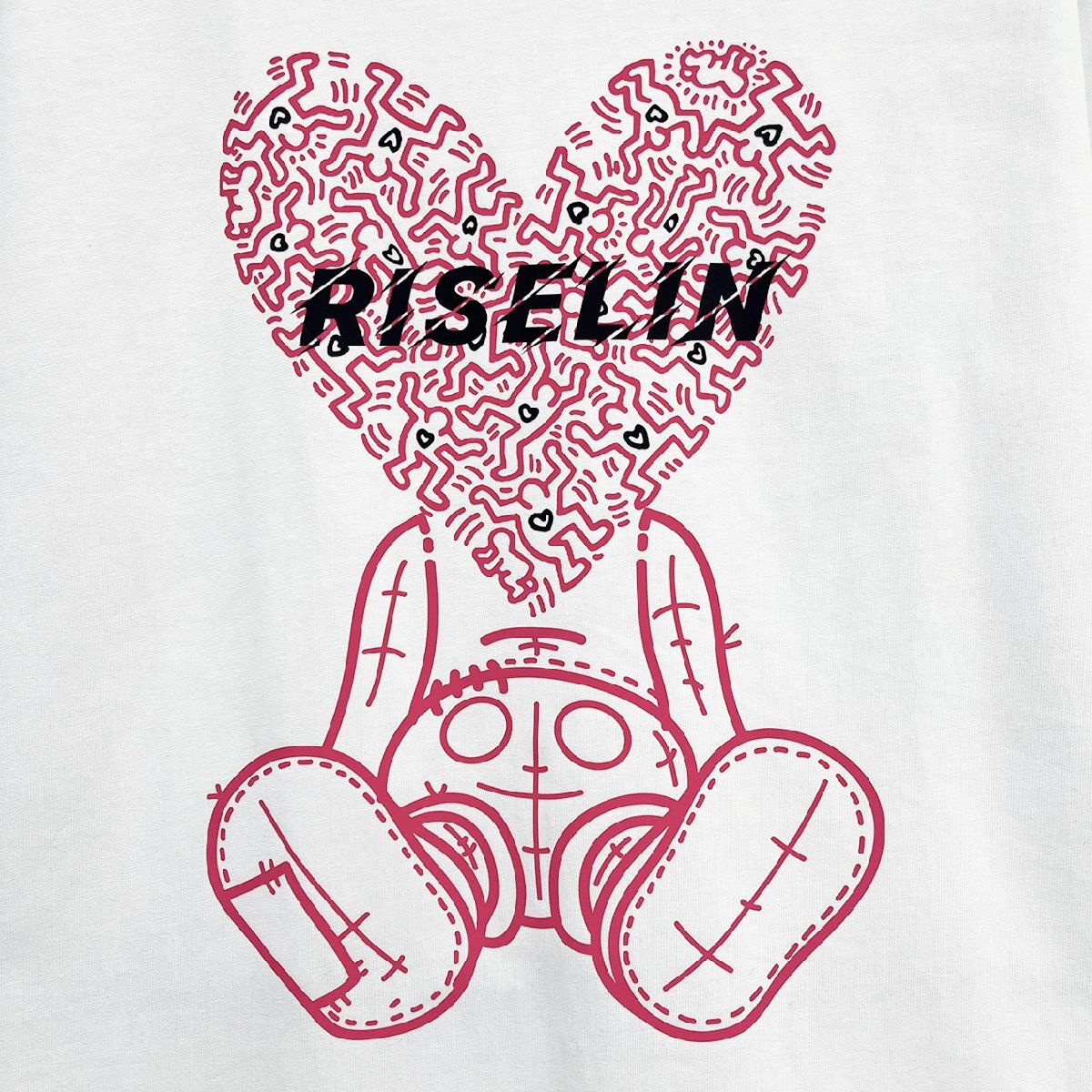 上品ヨーロッパ製※定価2万◆ブルガリア発※RISELIN 半袖Tシャツ 上質 薄手 通気 プリント 遊び心 トップス カットソー 個性 夏服 M/46_画像6