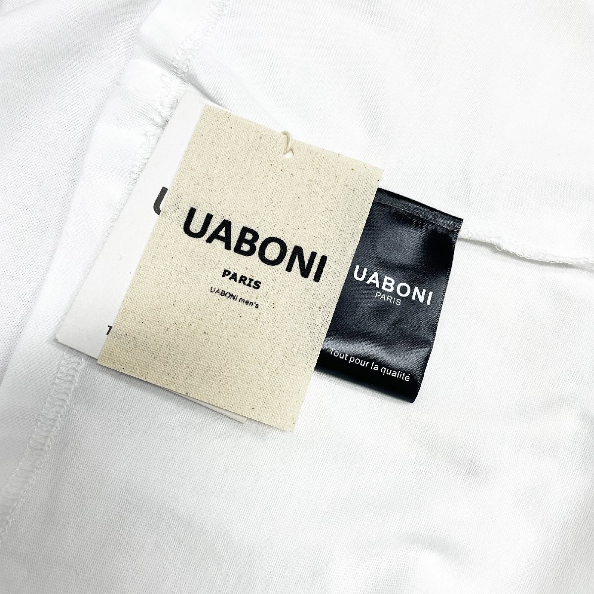 人気EU製＆定価2万◆UABONI*Paris*半袖Tシャツ*ユアボニ*パリ発◆エジプト綿 ソフト 快適 薄手 ロゴ カットソー スウェット 男女兼用 2XL_画像9