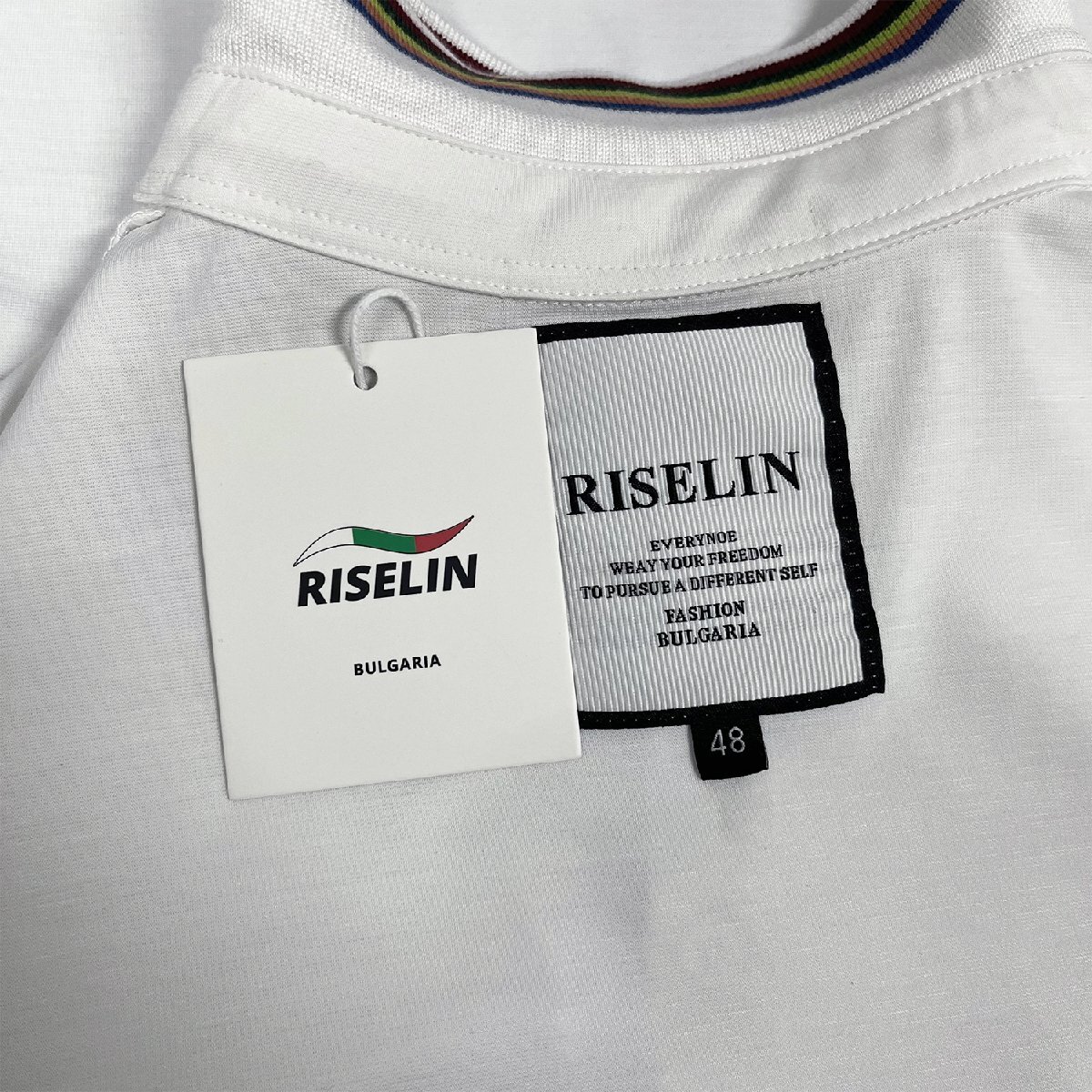 最上級ヨーロッパ製※定価3万◆ブルガリア発※RISELIN ポロシャツ 上級シルク混 通気 薄手 接触冷感 半袖 刺 通勤 ビジネス ゴルフ XL/50_画像10