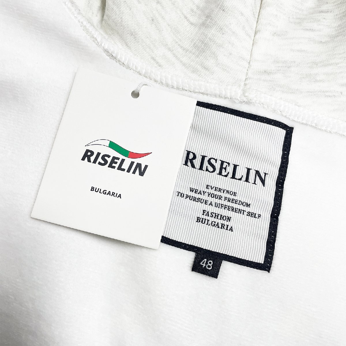 最上級ヨーロッパ製※定価4万◆ブルガリア発※RISELIN パーカー コットン100％ ソフト 保温 裏毛 蝶柄 別布 きれいめ 日常 個性 L/48サイズ_画像9