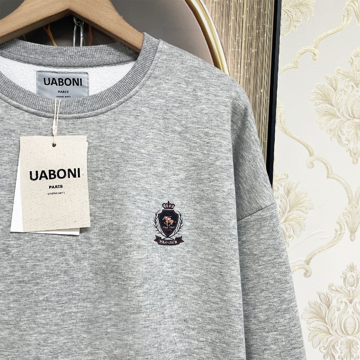 一枚限定EU製＆定価5万◆UABONI*Paris*トレーナー*ユアボニ*パリ発◆綿100％ 上質 暖かい オシャレ 快適 スウェット プルオーバー 秋冬 L_画像6