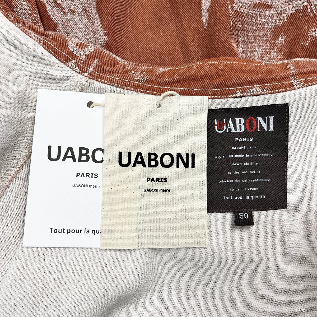 個性EU製＆定価4万◆UABONI*Paris*長袖シャツ*ユアボニ*パリ発◆コットン100％ オシャレ 通気 総柄 タイダイ染め レトロ リラックス M/46_画像9