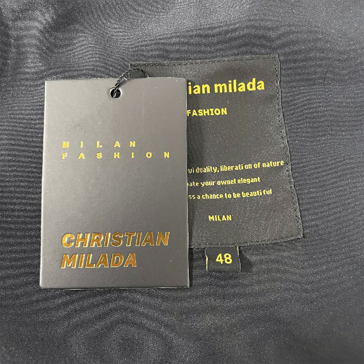 定価6万★christian milada・ミラノ発・ジャケット★上品 薄手 防風撥水 無地 英字柄 ブルゾン アウター トレンド 定番 M/46サイズ_画像9