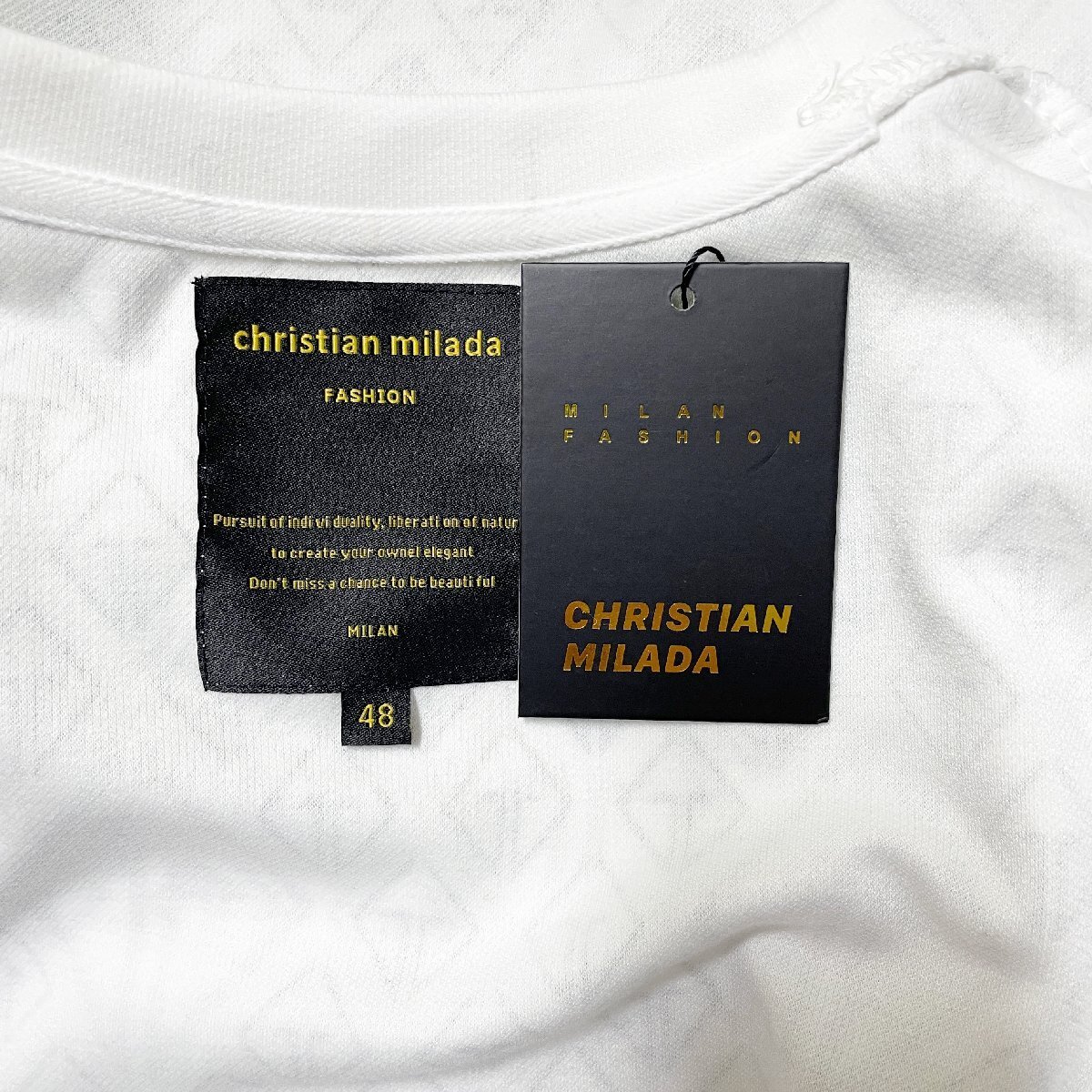 定価4万★christian milada・ミラノ発・長袖Tシャツ★上品 薄手 快適 総柄 ラインストーン トレーナー カットソー 秋冬 日常 L/48サイズ_画像9