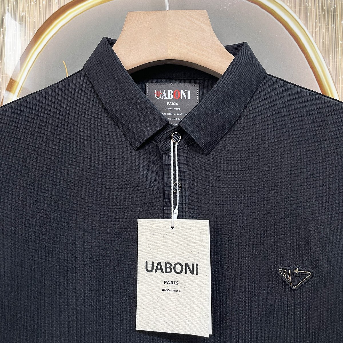 定番EU製＆定価4万◆UABONI*Paris*ポロシャツ*ユアボニ*パリ発◆上質 快適 ソフト POLO 吸汗速乾 無地 通勤 カジュアル 2XL/52サイズ_画像3