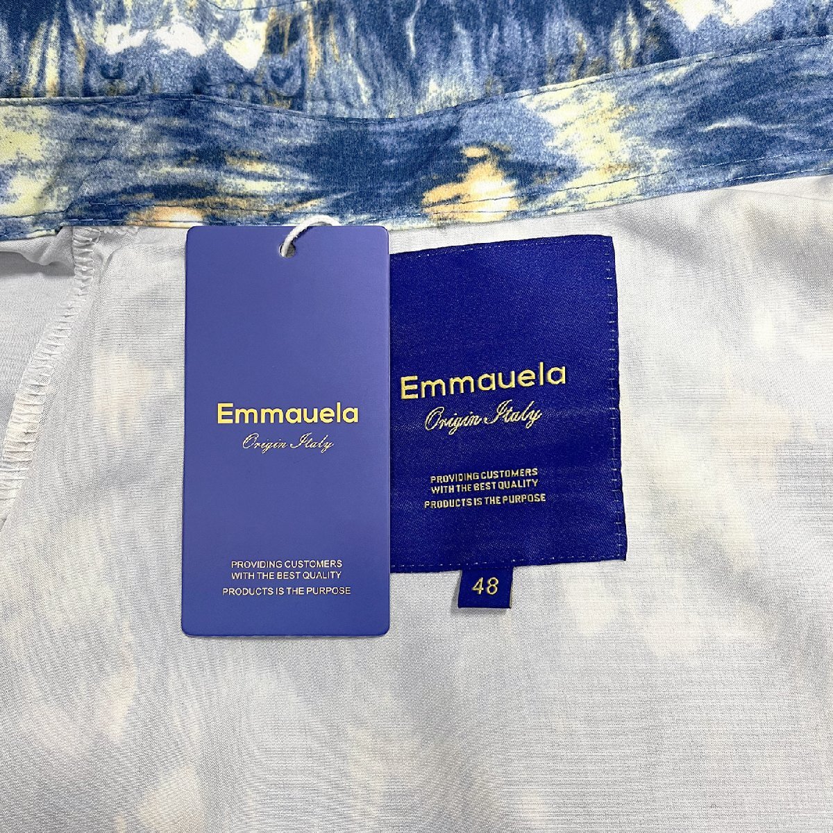 個性・長袖シャツ 定価4万◆Emmauela・イタリア・ミラノ発◆上品 薄手 通気 総柄 油絵風 スタイリッシュ ライトアウター 男女兼用 M/46_画像8