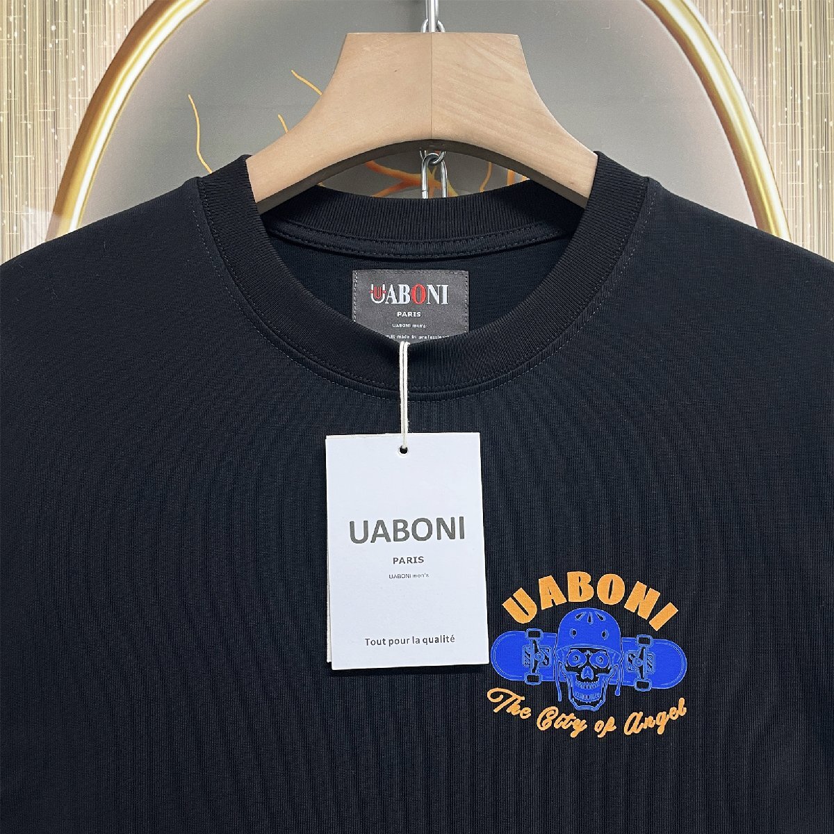 高級EU製＆定価2万◆UABONI*Paris*半袖Tシャツ*ユアボニ*パリ発◆コットン100％ 吸汗 ソフト 快適 遊び心 アメカジ ストリート 街着 2XL/52_画像3