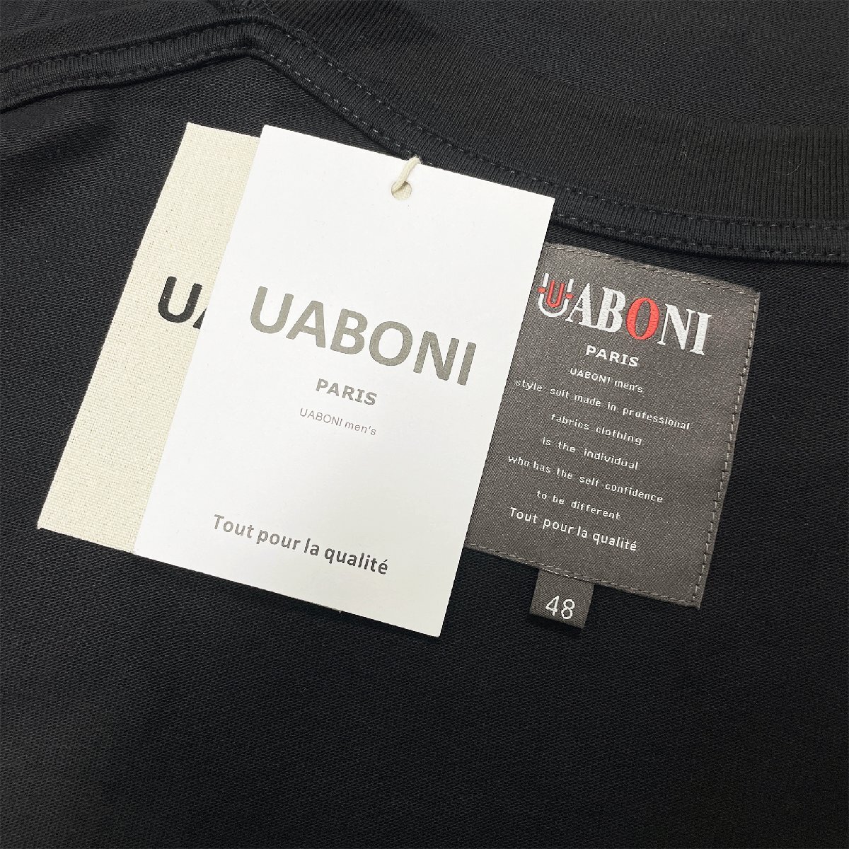 個性EU製＆定価2万◆UABONI*Paris*半袖Tシャツ*ユアボニ*パリ発◆上品 コットン100％ 通気 吸汗 遊び心 カットソー ストリート 夏 XL/52_画像7