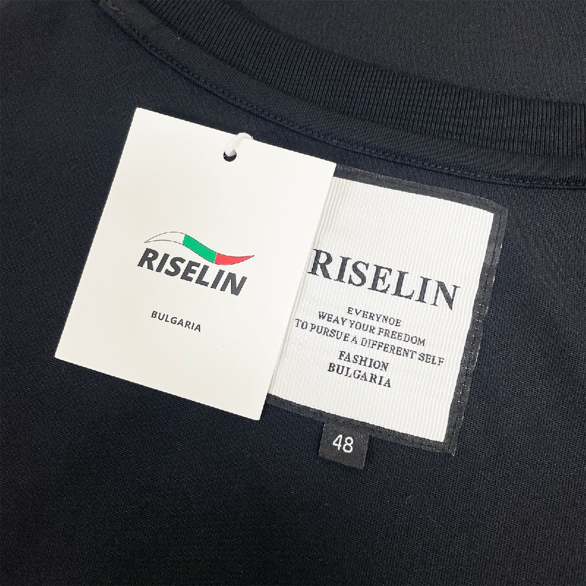 新作ヨーロッパ製※定価2万◆ブルガリア発※RISELIN 半袖Tシャツ コットン100％ 吸湿速乾 薄手 個性 英字 刺繍 遊び心 カットソー 夏 M/46_画像10