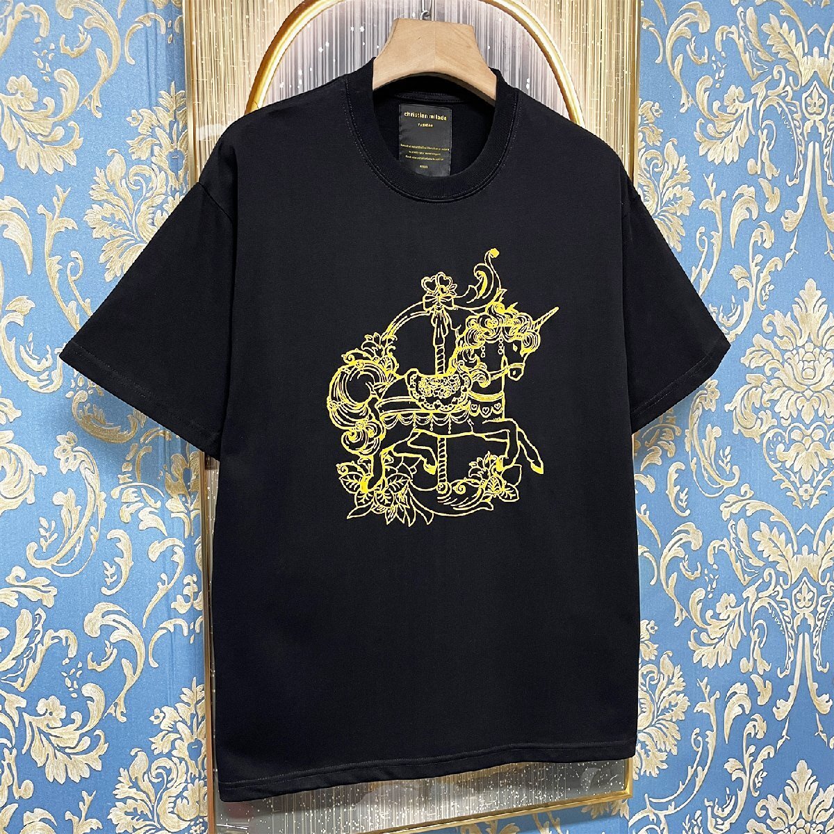 定価2万★christian milada・ミラノ発・半袖Tシャツ★コットン100％ 上品 薄手 吸汗速乾 通気 ユニコーン スウェット 男女兼用 L/48サイズ_画像10