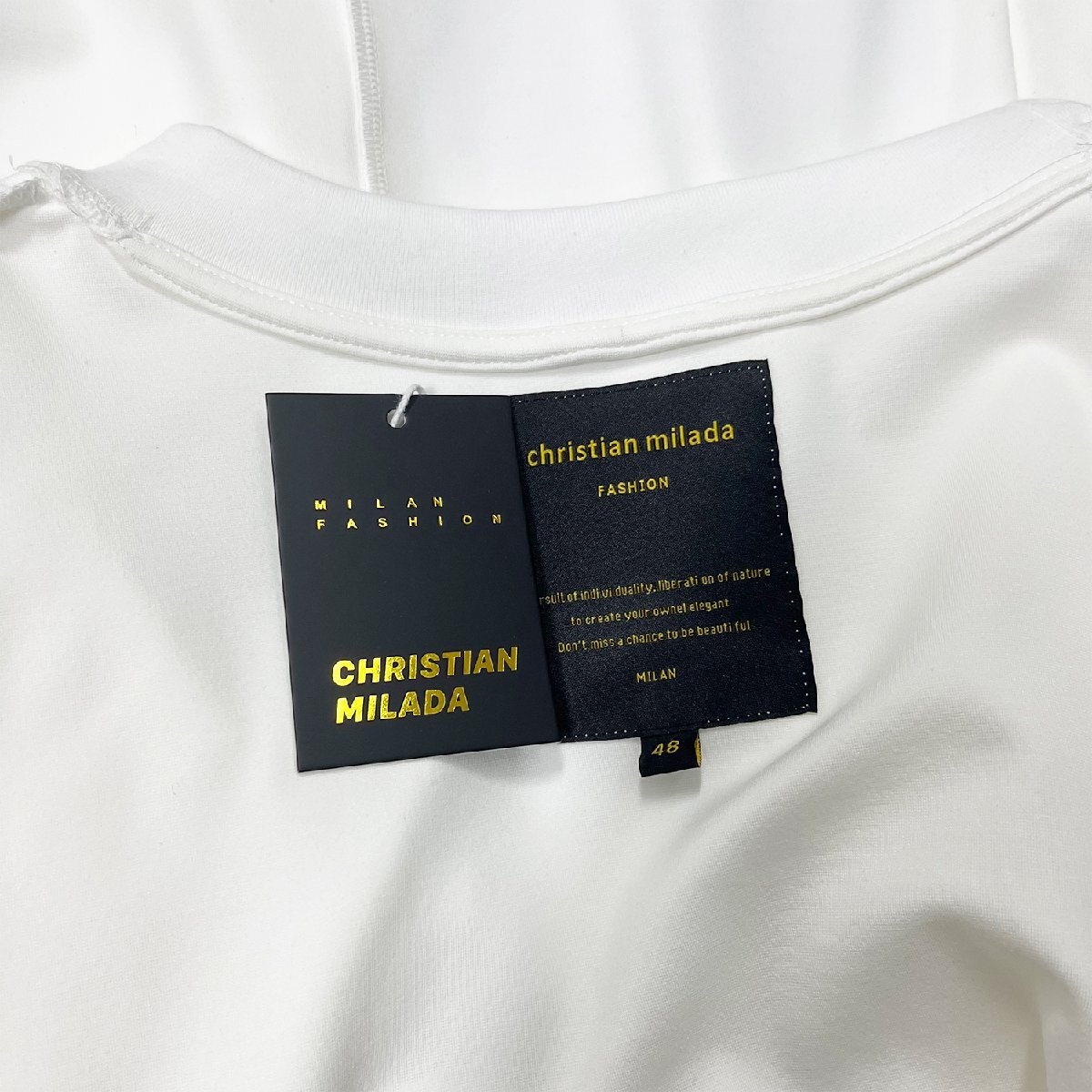 定価2万★christian milada・ミラノ発・半袖Tシャツ★高級 綿100％ 柔らかい 通気 吸汗 ソフト 重ね着風 プルオーバー 上品 男女兼用 夏2XL_画像10