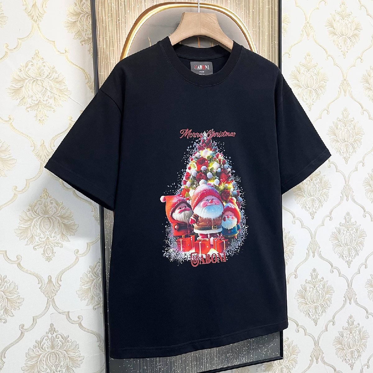 個性EU製＆定価2万◆UABONI*ユアボニ*半袖Tシャツ*フランス*パリ発◆高級 快適 ソフト クリスマス お洒落 スウェット カットソー M/46_画像8