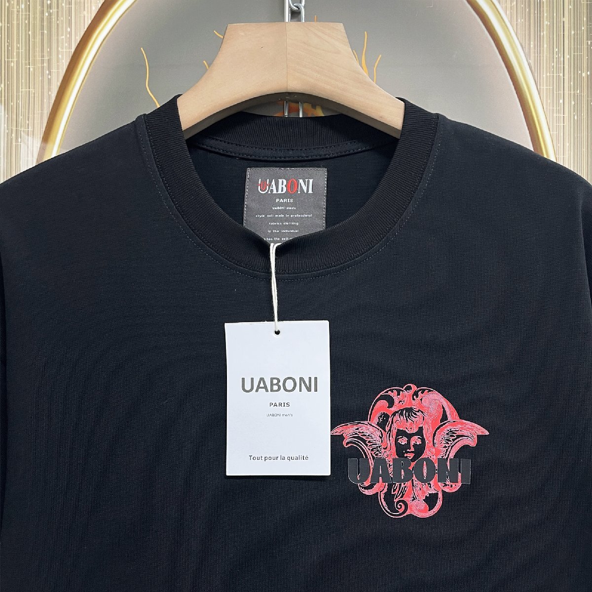 新作EU製＆定価2万◆UABONI*Paris*半袖Tシャツ*ユアボニ*パリ発◆上質 通気 薄手 個性 キューピッド カットソー ユニセックス 夏 M/46_画像4