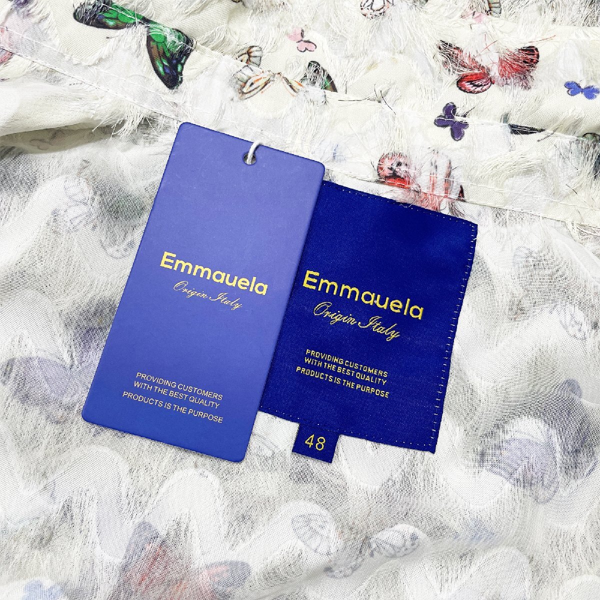 新作・長袖シャツ 定価4万◆Emmauela・イタリア・ミラノ発◆通気 薄手 速乾 フリンジ 透かし 胡蝶 ライトアウター きれいめ 男女兼用 L/48_画像9