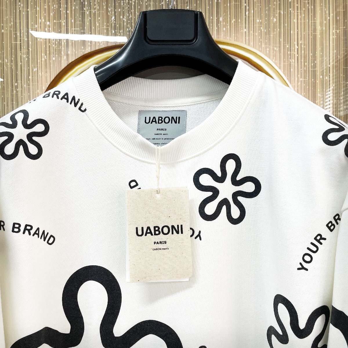 個性EU製＆定価5万◆UABONI*Paris*トレーナー*ユアボニ*パリ発◆米国産コットン100％ 暖か オシャレ 花柄 プルオーバー M/46サイズ_画像3