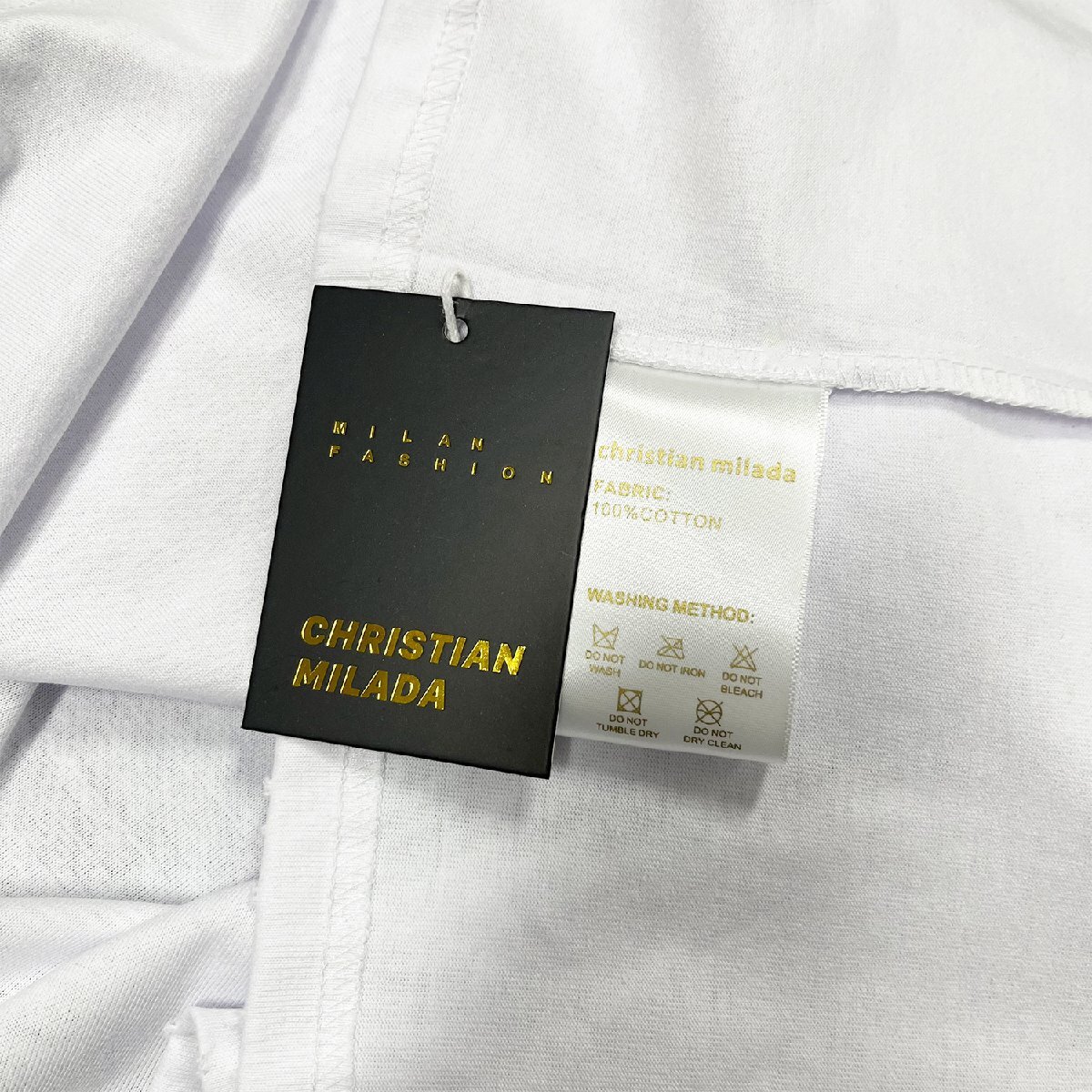 定価2万★christian milada・ミラノ発・半袖Tシャツ★高級綿100％ 吸汗 薄手 無地 スナッピン ダメージ加工 トップス 個性 ストリート XL_画像9