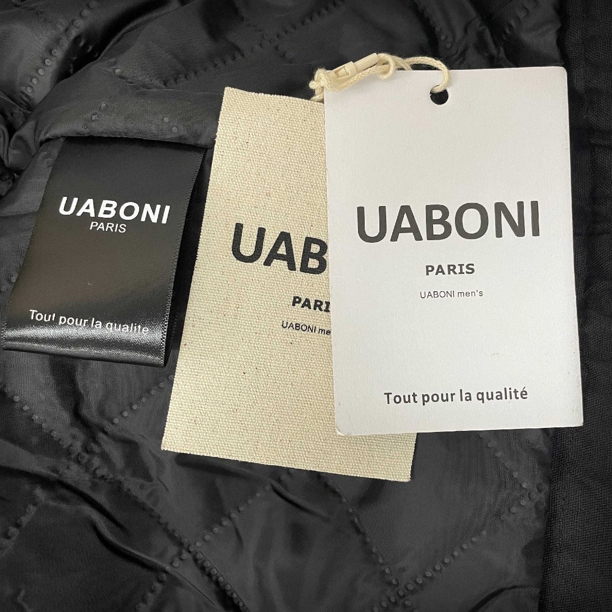 上質EU製＆定価6万◆UABONI*Paris*中綿ジャケット*ユアボニ*パリ発◆中綿入り 無地 ブラック 防寒 スタンドカラー ブルゾン アウター M/46_画像9