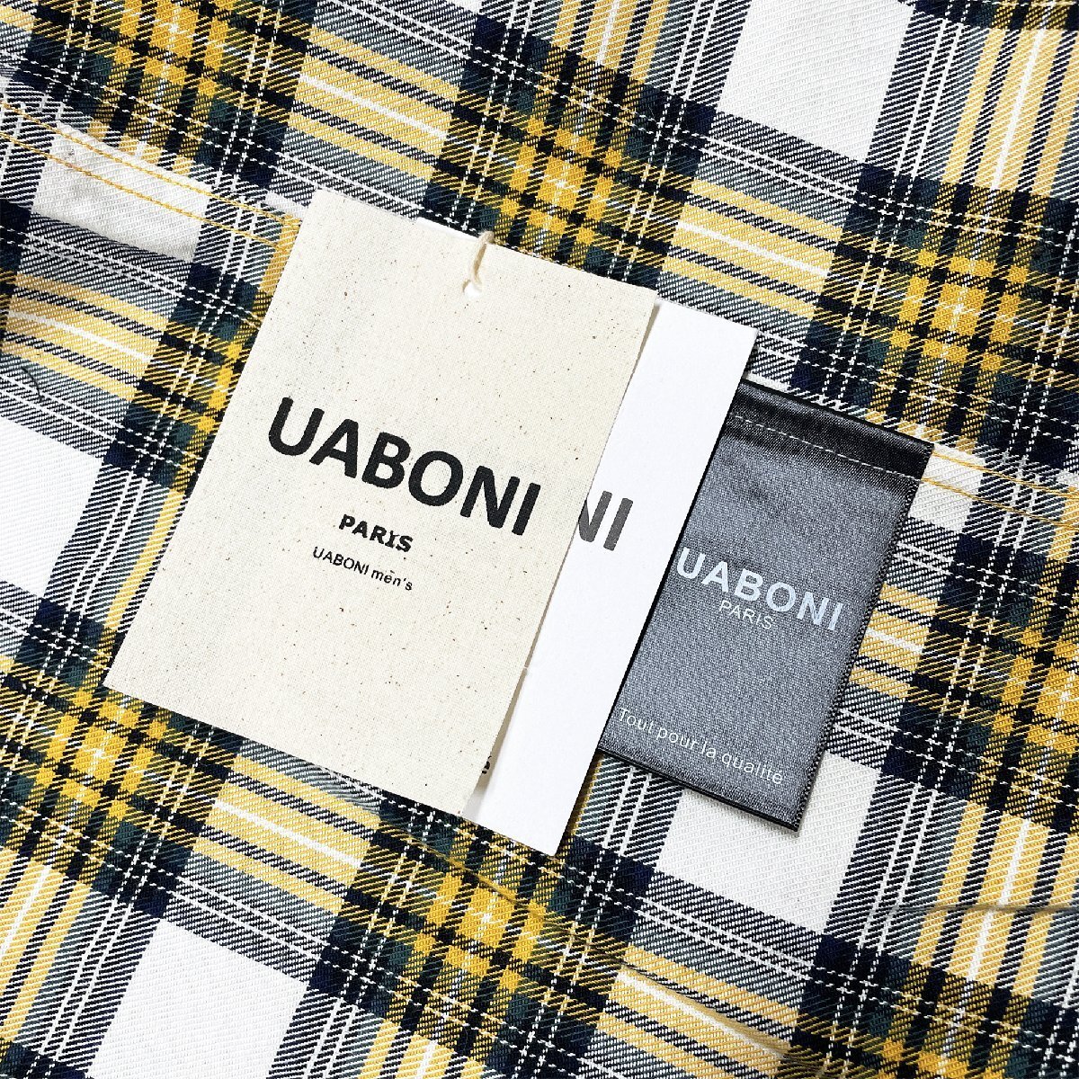 一枚限定EU製＆定価4万◆UABONI*Paris*長袖シャツ*ユアボニ*パリ発◆薄手 軽量 柔らかい チェック柄 お洒落 ストリート アメカジ 日常 M/46_画像10