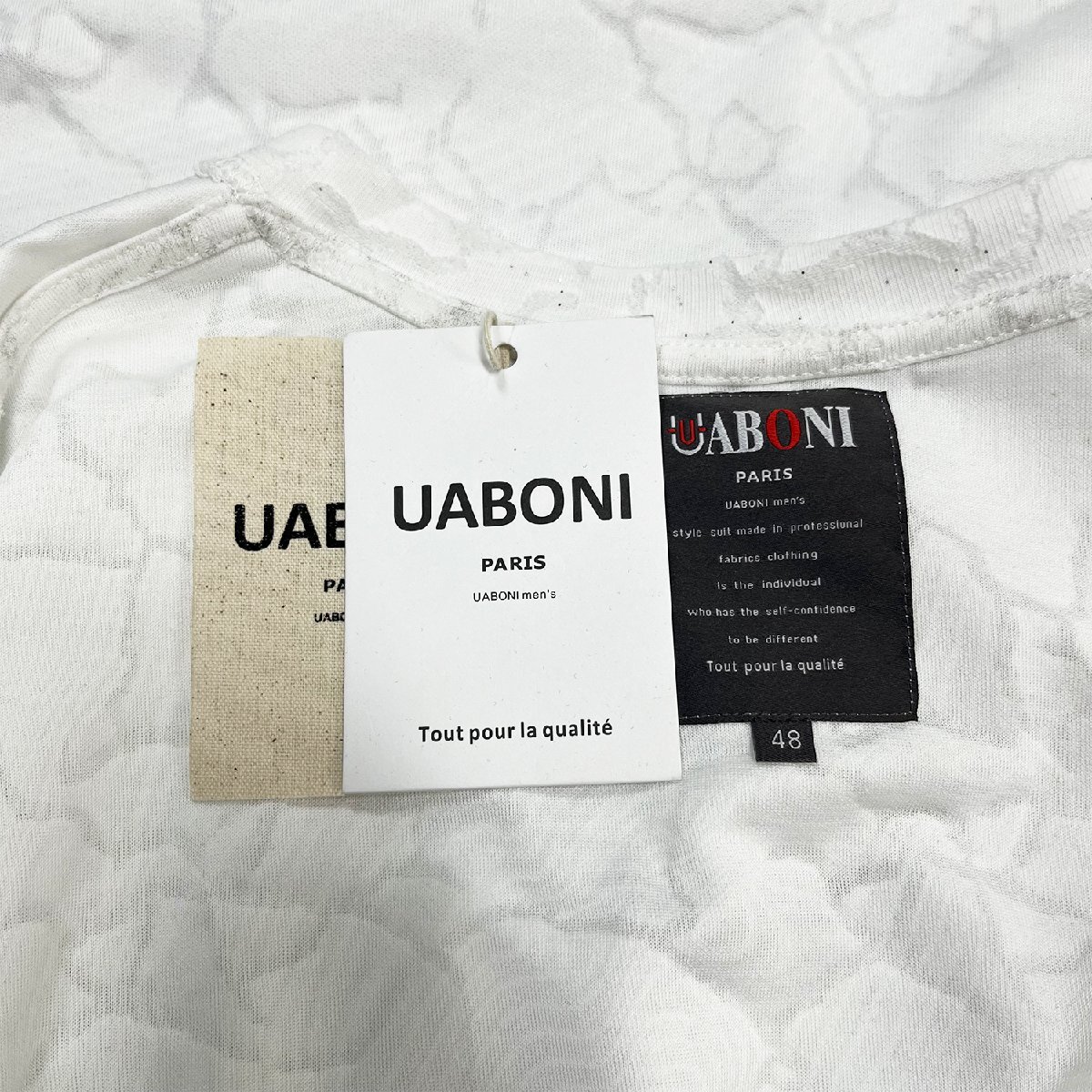 絶賛EU製＆定価2万◆UABONI*Paris*半袖Tシャツ*ユアボニ*フランス◆快適 薄手 個性 総柄 キラキラ チェーン カットソー スウェット 街着 L_画像9