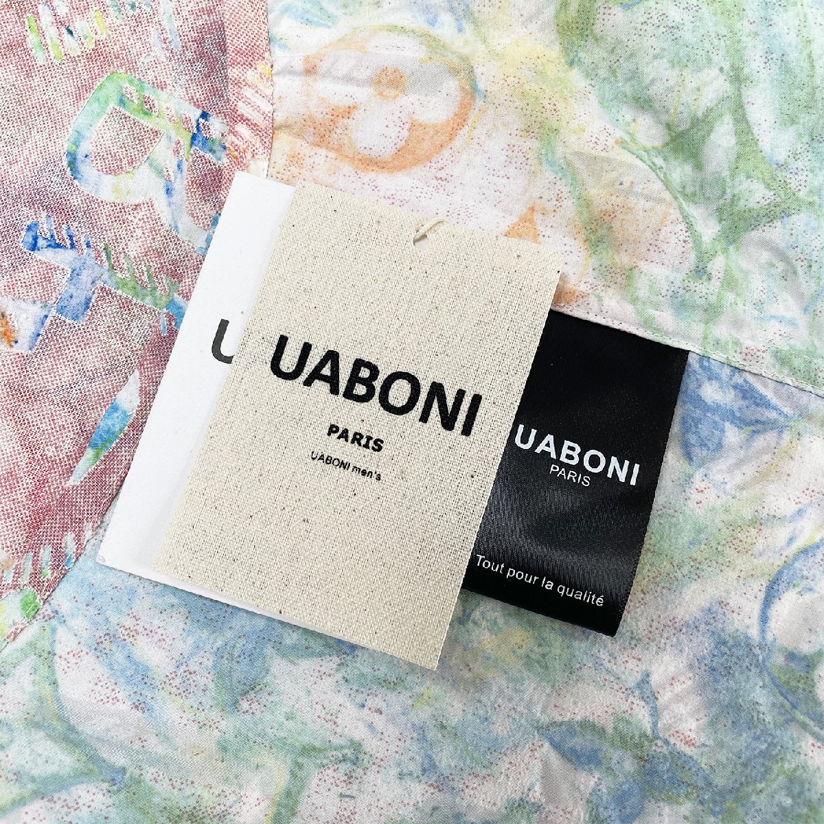 個性EU製＆定価2万◆UABONI*Paris*半袖シャツ*ユアボニ*パリ発◆上質リネン混 清涼 速乾 カラフル トップス アロハシャツ 開襟シャツ2XL/52_画像9