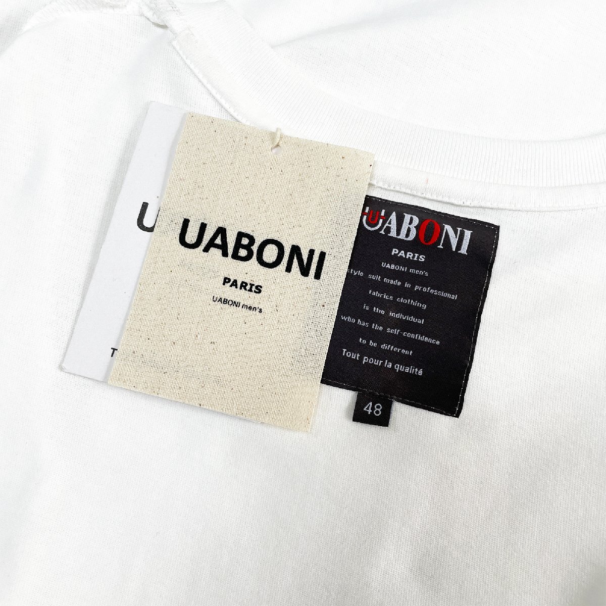 人気EU製＆定価2万◆UABONI*Paris*半袖Tシャツ*ユアボニ*パリ発◆上級 薄手 速乾 異素材切替 イレギュラーヘム かっこいい 個性 メンズ M_画像10