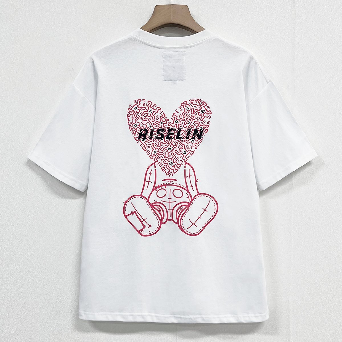 上品ヨーロッパ製※定価2万◆ブルガリア発※RISELIN 半袖Tシャツ 上質 薄手 通気 プリント 遊び心 トップス カットソー 個性 夏服 XL/50_画像1