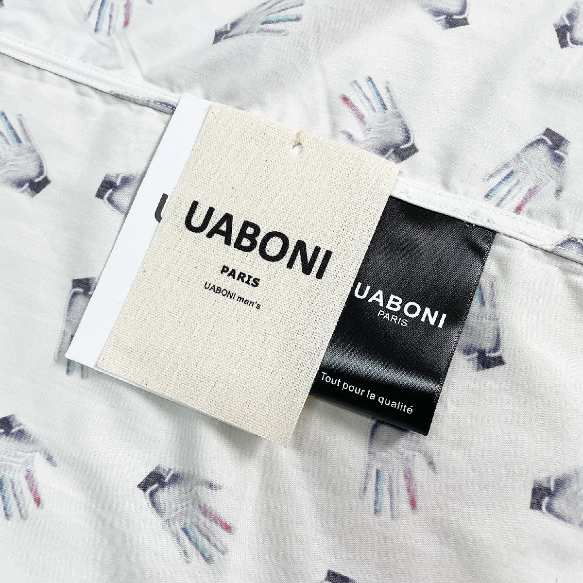 個性EU製＆定価2万◆UABONI*Paris*半袖シャツ*ユアボニ*パリ発◆上質綿100％ 薄手 通気 総柄 トップス オシャレ 旅行 レジャー 夏服 2XL/52_画像9