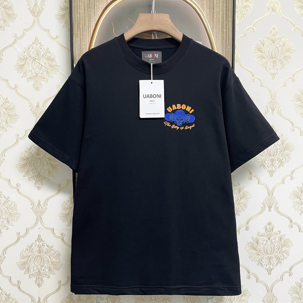 高級EU製＆定価2万◆UABONI*Paris*半袖Tシャツ*ユアボニ*パリ発◆コットン100％ 吸汗 ソフト 快適 遊び心 アメカジ ストリート 街着 M/46_画像2