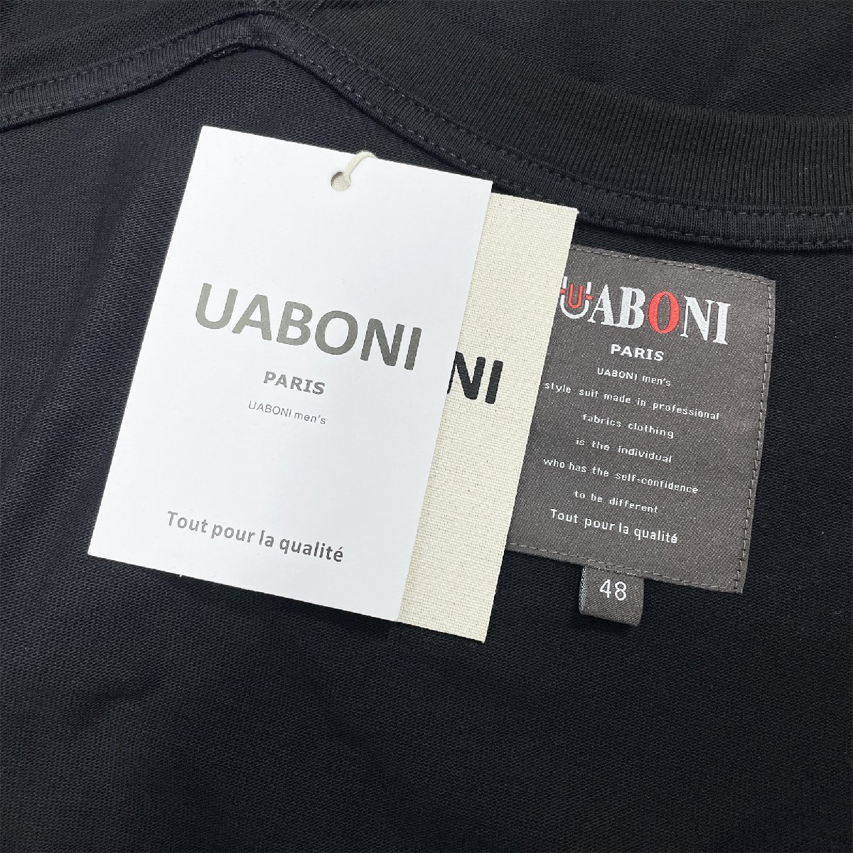 高級EU製＆定価2万◆UABONI*Paris*半袖Tシャツ*ユアボニ*パリ発◆コットン100％ 吸汗 ソフト 快適 遊び心 アメカジ ストリート 街着 M/46_画像10