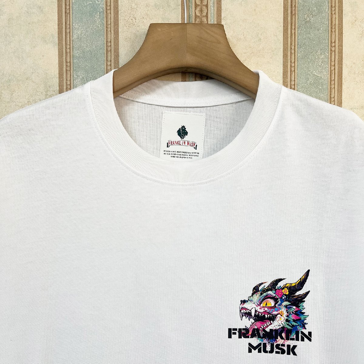 絶賛 定価2万 FRANKLIN MUSK・アメリカ・ニューヨーク発 半袖Tシャツ コットン100％ 快適 個性ストリート スウェット カットソー夏 サイズ1_画像3