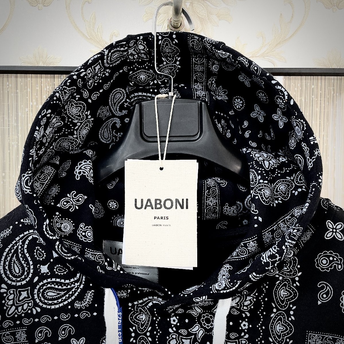 最高峰EU製＆定価4万◆UABONI*Paris*ユアボニ*パーカー*フランス◆スーピマ綿 薄手 カジュアル ICT カシューナッツ柄 フーディジャケット L_画像3