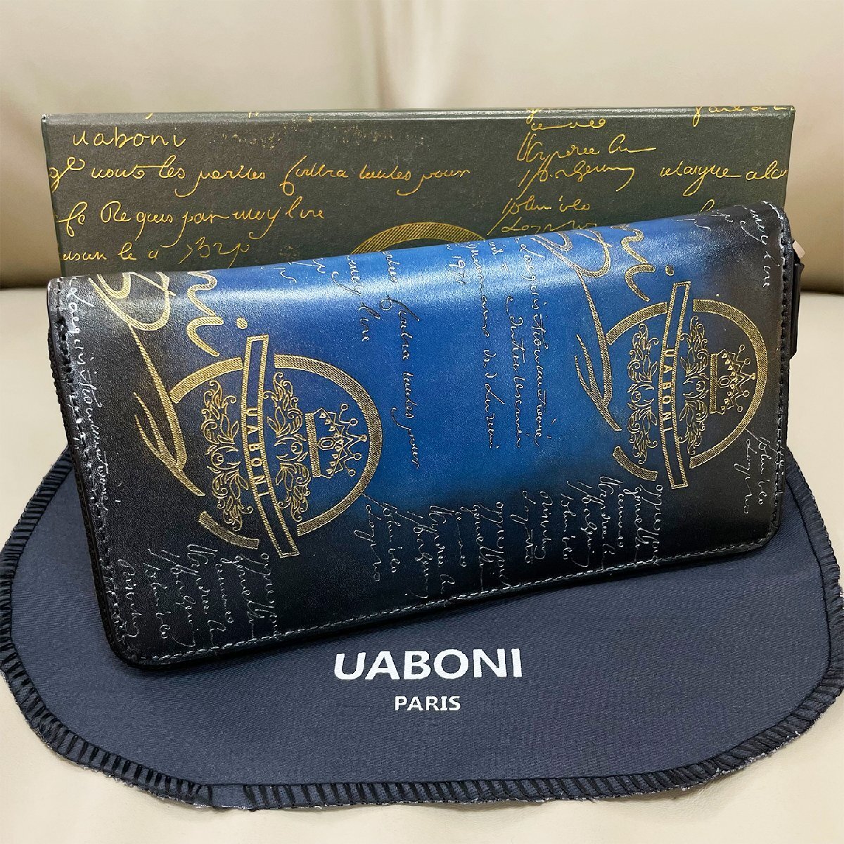 特注限定品*EU製 定価23万◆UABONI*ユアボニ*幻のパティーヌ*ラウンドファスナー長財布◆高級 絶賛 ゴールデン 手染 カーフスキン メンズ_画像1