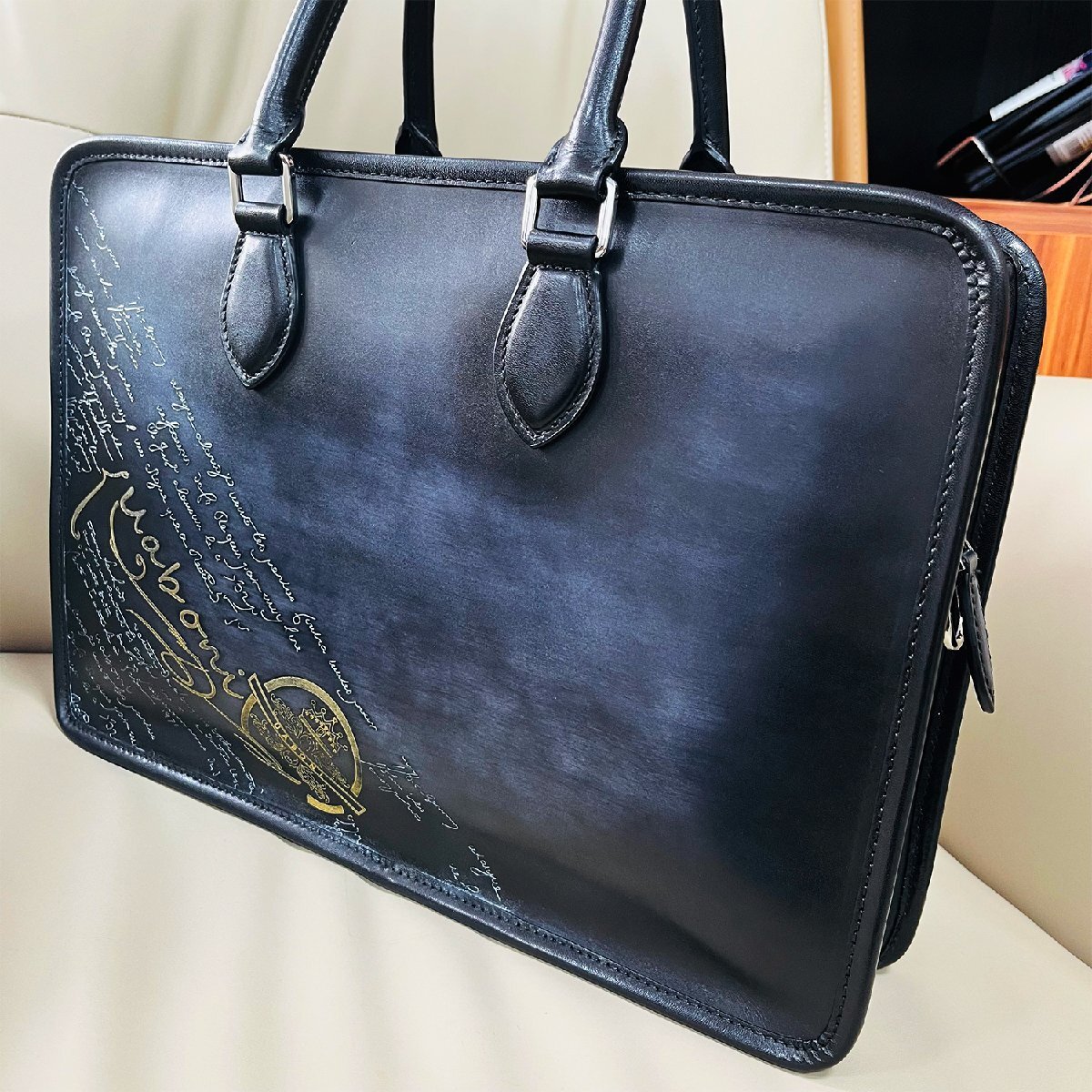  excellent article EU made regular price 38 ten thousand *UABONI*yuaboni* illusion. pa tea n* briefcase * business bag original leather hand . hand made bag tote bag 