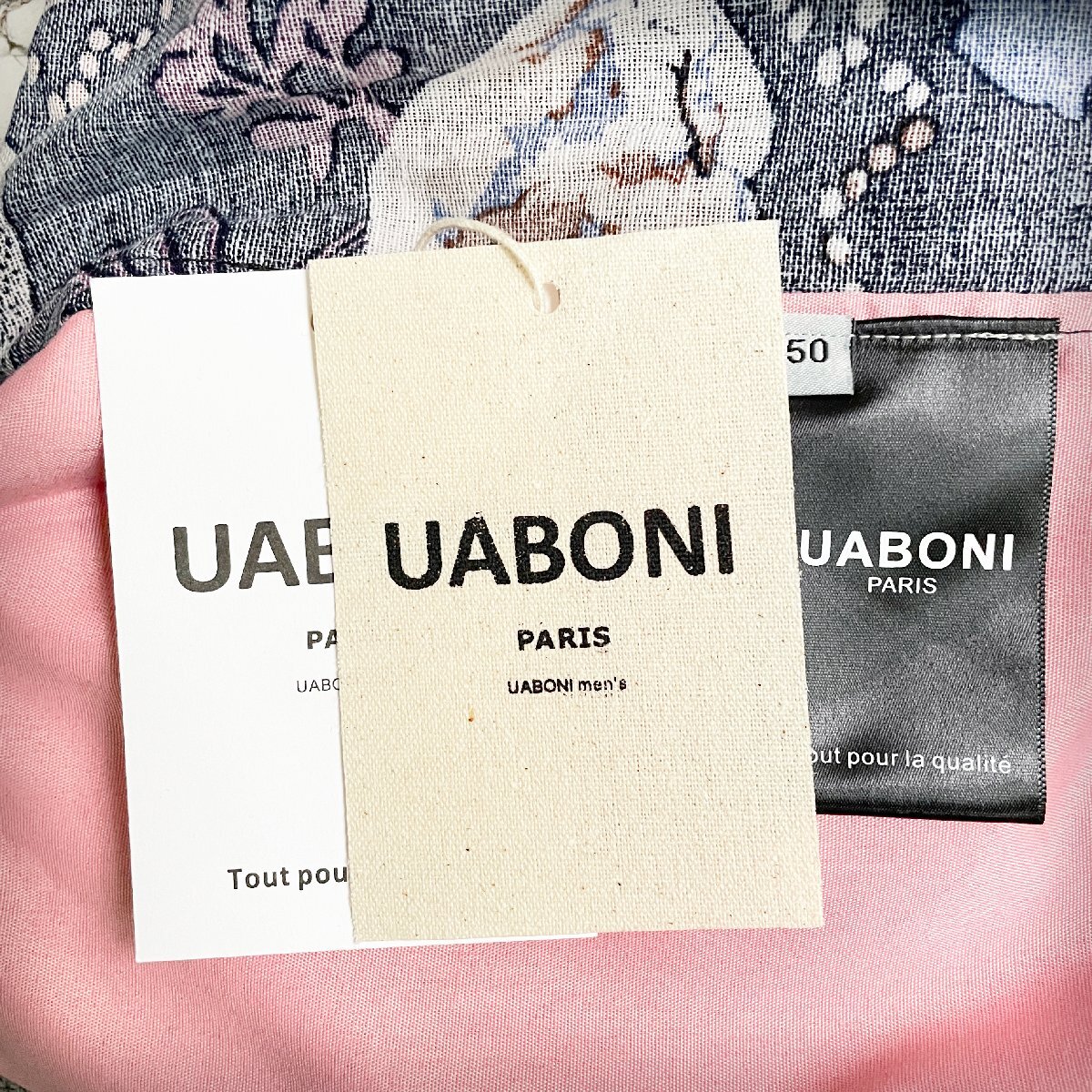 個性EU製＆定価4万◆UABONI*Paris*ショートパンツ*ユアボニ*パリ発◆高級リネン/麻 速乾 快適 個性 アロハ風 総柄 サーフパンツ 2XL/52_画像9