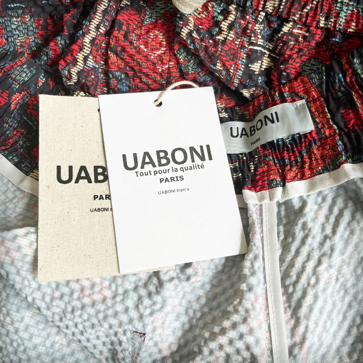 絶賛EU製＆定価2万◆UABONI*Paris*ショートパンツ*ユアボニ*パリ発◆上質 薄手 速乾 リップル生地 総柄 ボトムス 短パン 夏服 M/46サイズ_画像9