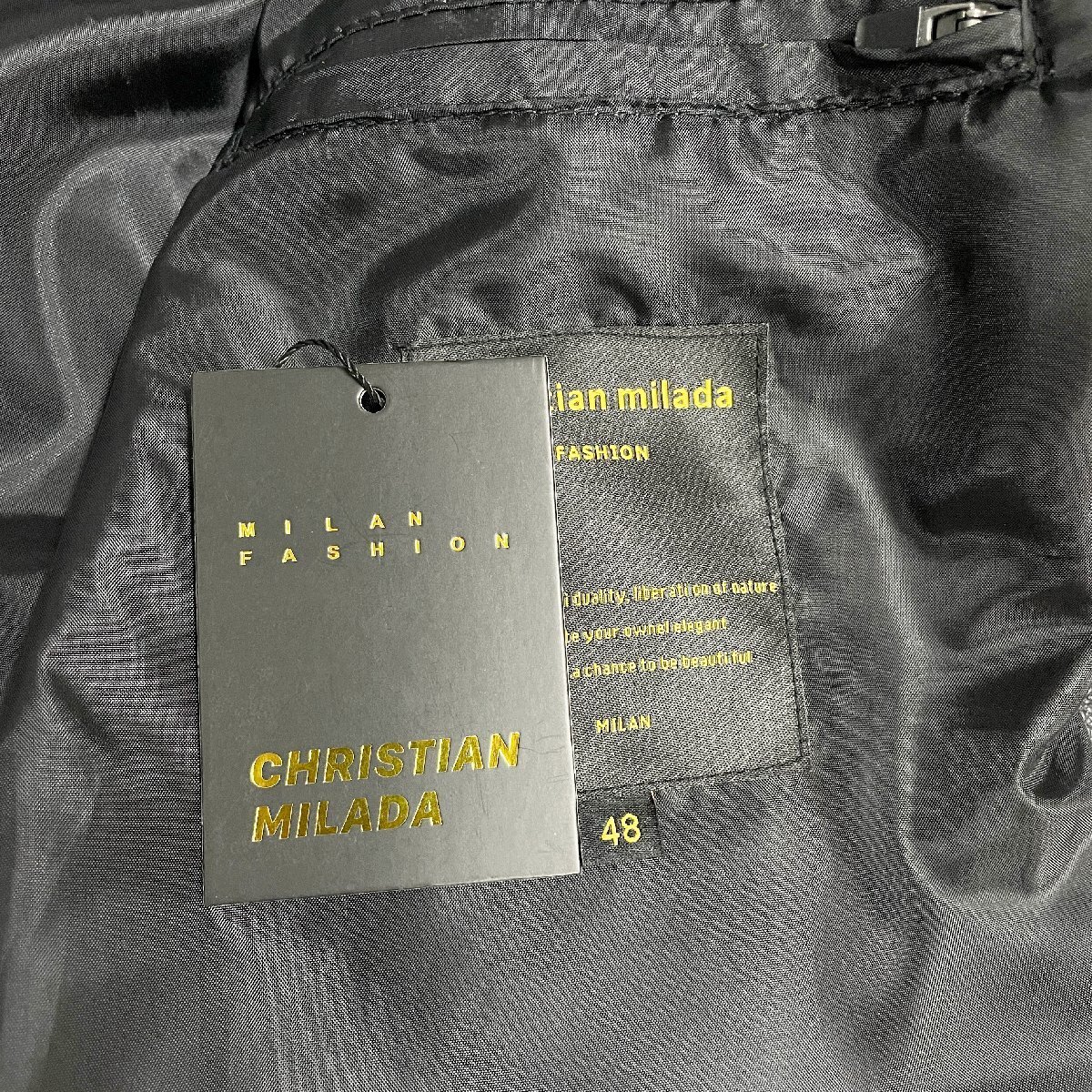 定価15万★christian milada・ミラノ発・レザージャケット★高品質牛革 無地 切替 高級 シングルライダース 革ジャン 本革 バイク XL/50_画像10