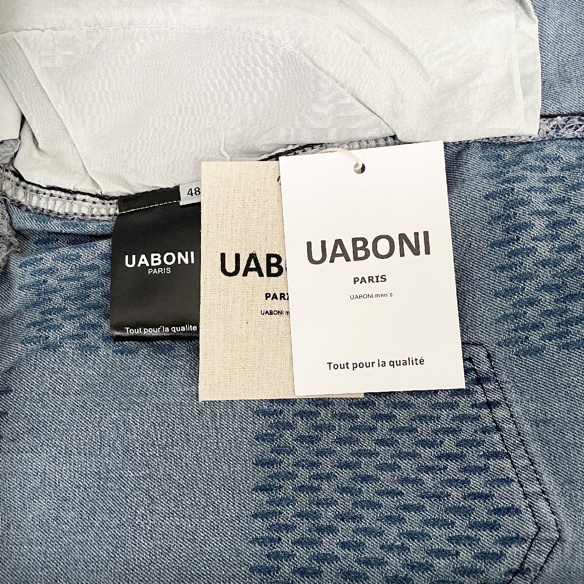 絶賛EU製＆定価2万◆UABONI*Paris*ショートパンツ*ユアボニ*パリ発◆上質 高級 ハーフパンツ ズボン 短パン デニム ストリート 春夏 L/48_画像9