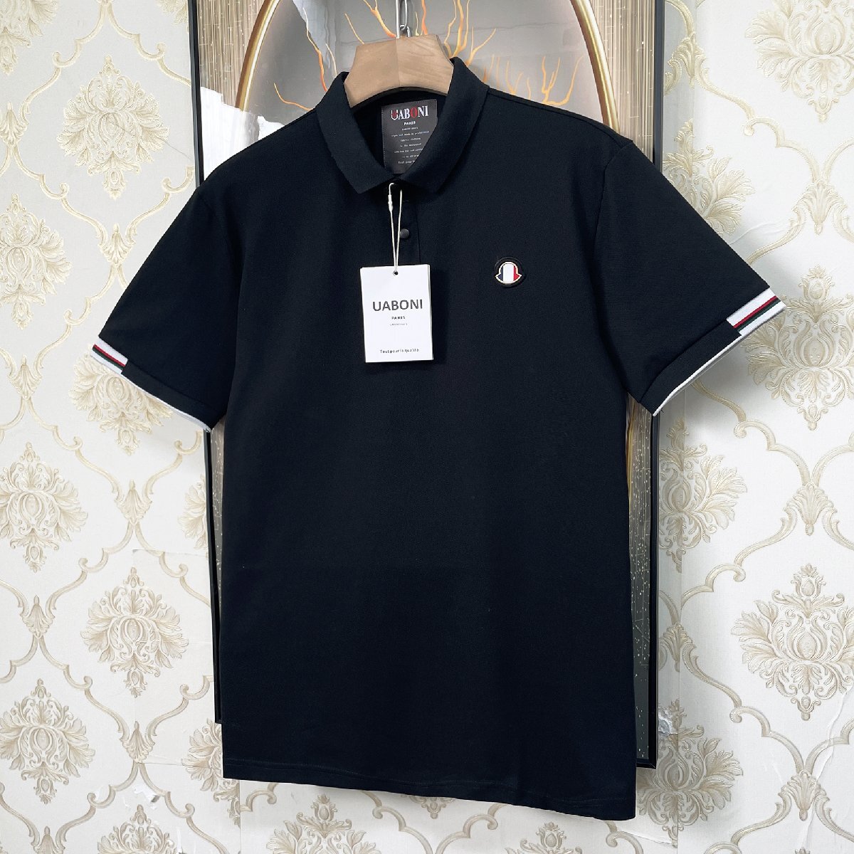 個性EU製＆定価2万◆UABONI*Paris*ポロシャツ*ユアボニ*パリ発◆上品 快適 通気 半袖 T-shirt POLO ゴルフ ビジネス 通勤 レジャー 夏服 L_画像8