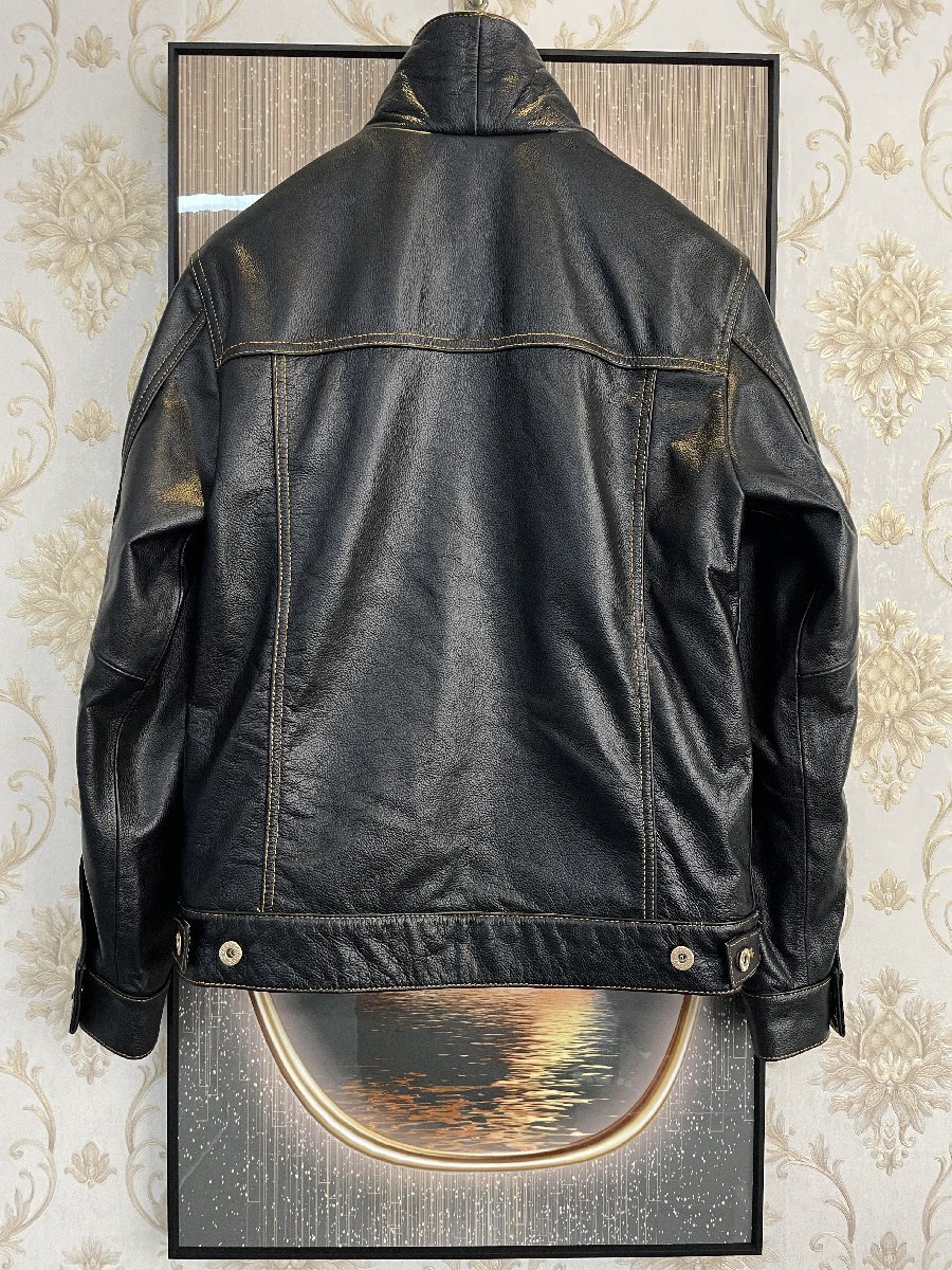  top class EU made & regular price 15 ten thousand *UABONI*yuaboni* leather jacket * France * Paris departure * high quality cow leather dressing up Rider's motorcycle leather jacket L/48