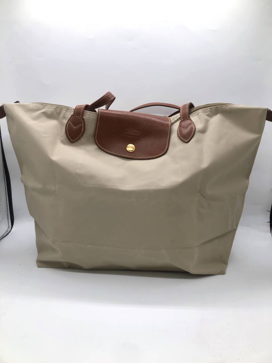 [19450]* beautiful goods * Long Champ ru*p rear -juL size ivory tea color tote bag back in stock shoulder .. bag outing high capacity 