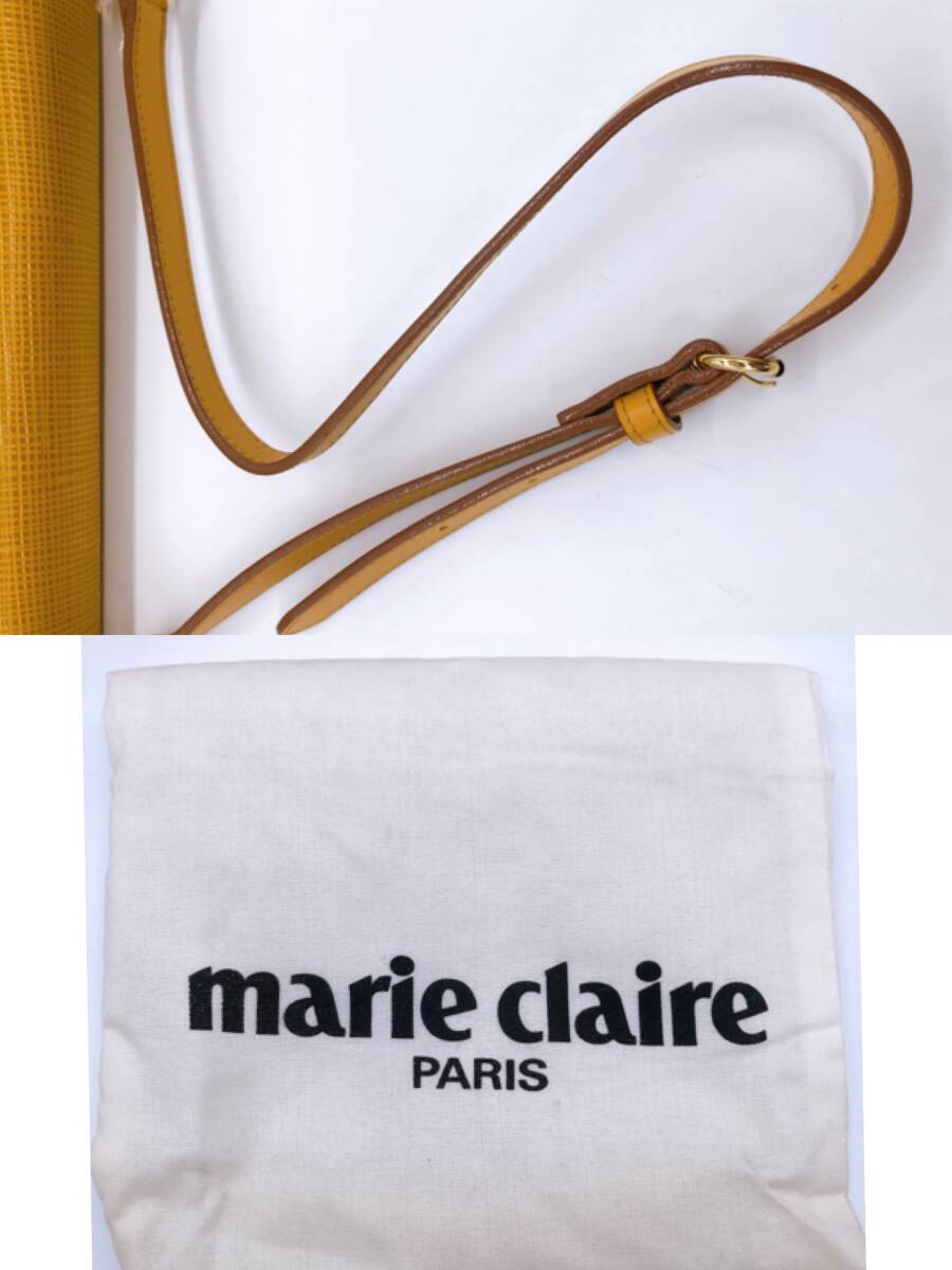 【18890】★極美品★ marie claire マリ・クレール ショルダーバッグ キャロー 牛革 黄色 肩掛け 斜め掛け バック 普段使い お出かけ 派手 _画像10