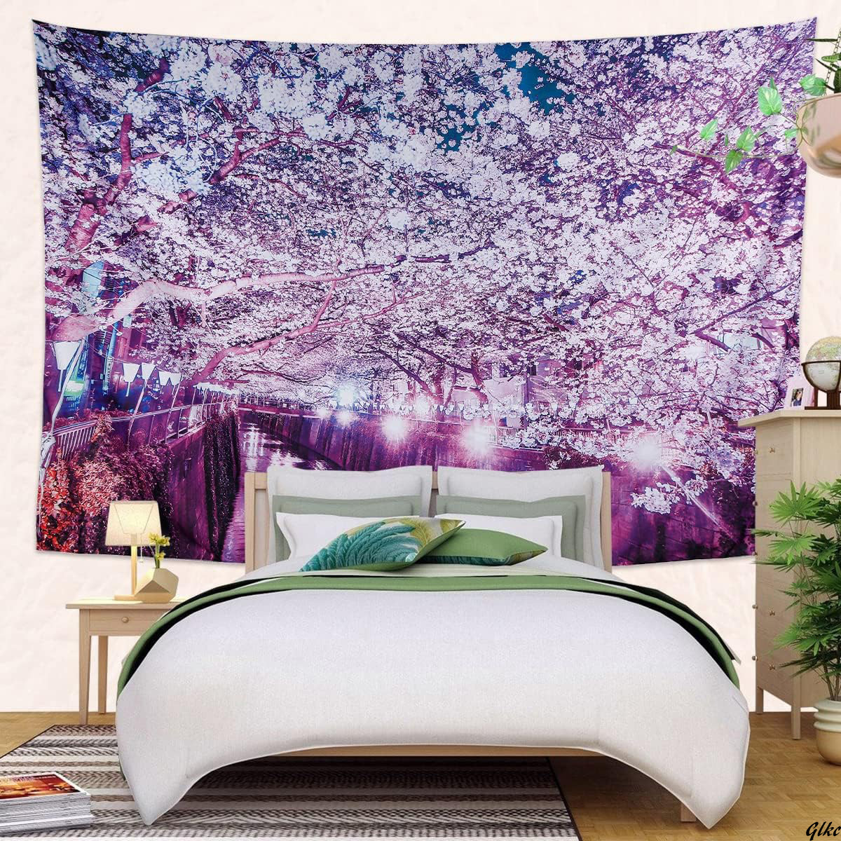 【桜デザインのタペストリー】ファブリックポスター 桜 桜並木 240×160cm インテリア 大判 大きい 夜桜 背景布_画像6