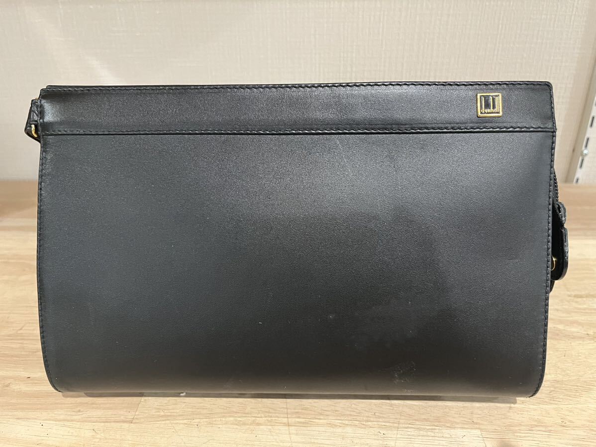 1円スタート dunhill クラッチバッグ レザー ブラック ビジネス 鞄 セカンドバッグ ダンヒル 黒 ブラック系 _画像1