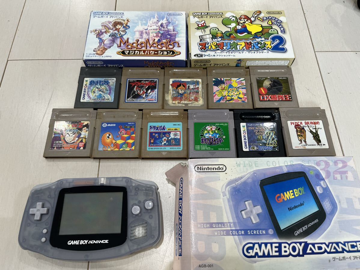 ●1円スタート Nintendo ゲームボーイアドバンス GAMEBOY ADVANCE ミルキーブルー 任天堂 ニンテンドー ソフト13本付き ジャンク_画像1