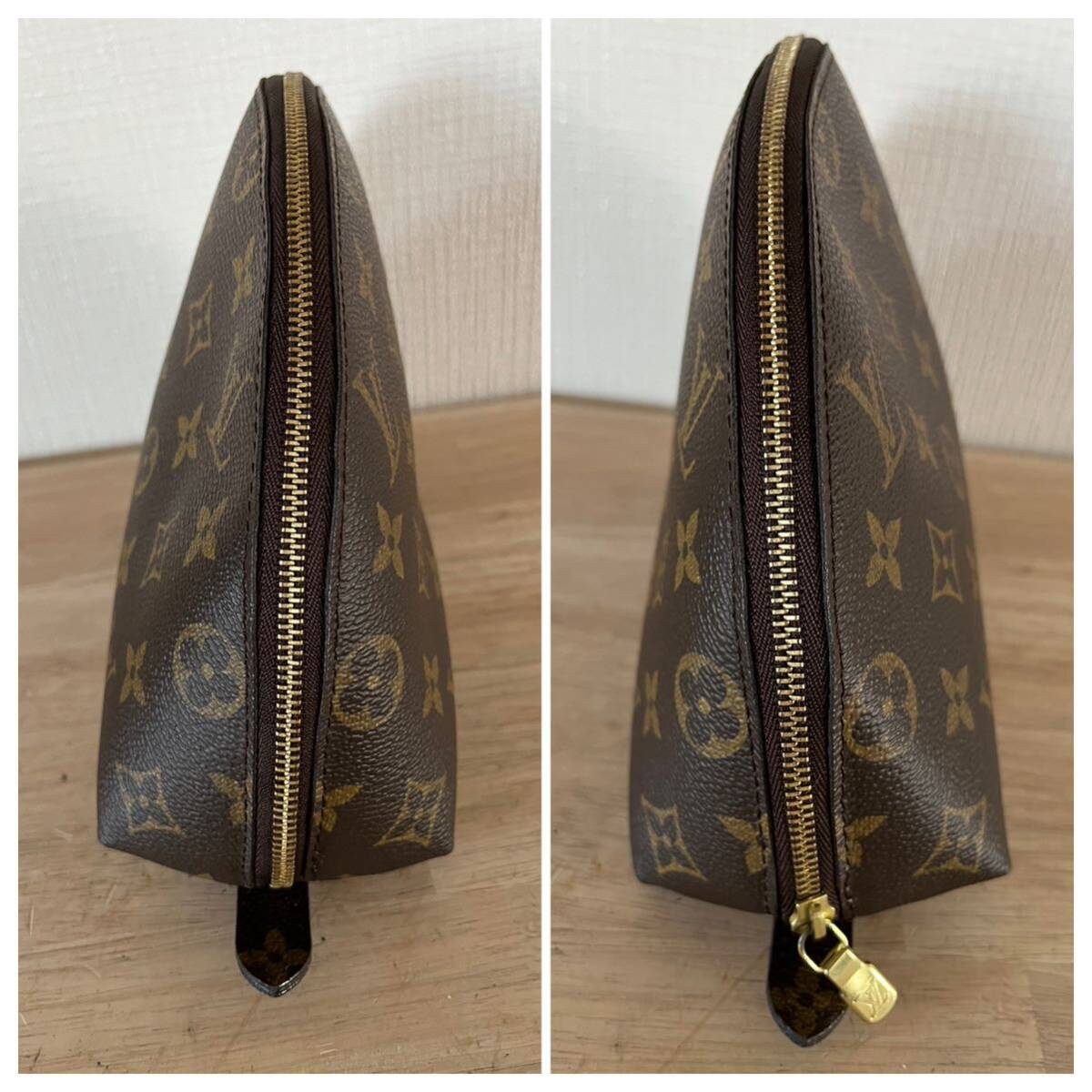 1円スタート LOUIS VUITTON モノグラム コスメティックポーチ レディース 化粧ポーチ ブラウン レザー トゥルース ドゥミロンド M47520_画像3