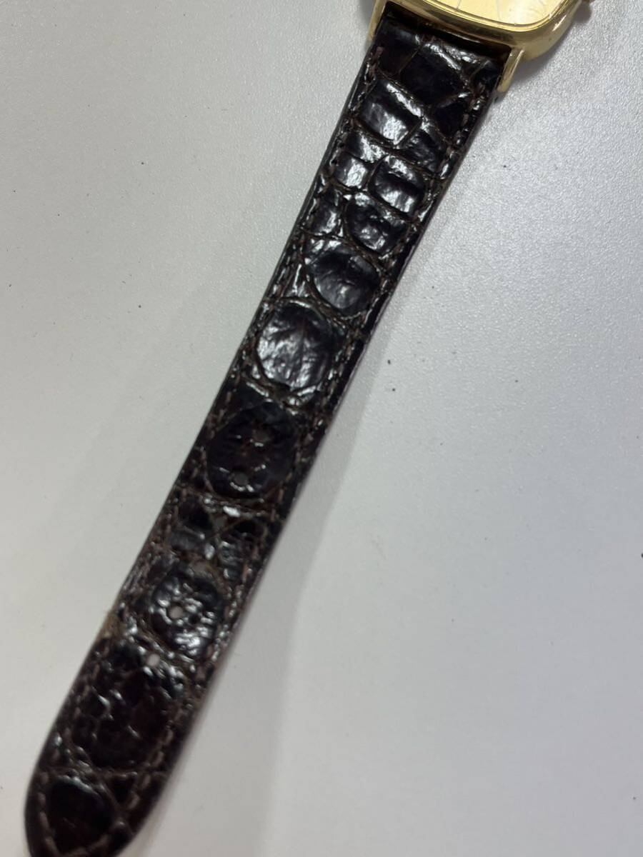 1円スタート SEIKO セイコー 7830-5220 メンズ レディース 腕時計 クォーツ ゴールド文字盤 レザーベルト の画像5