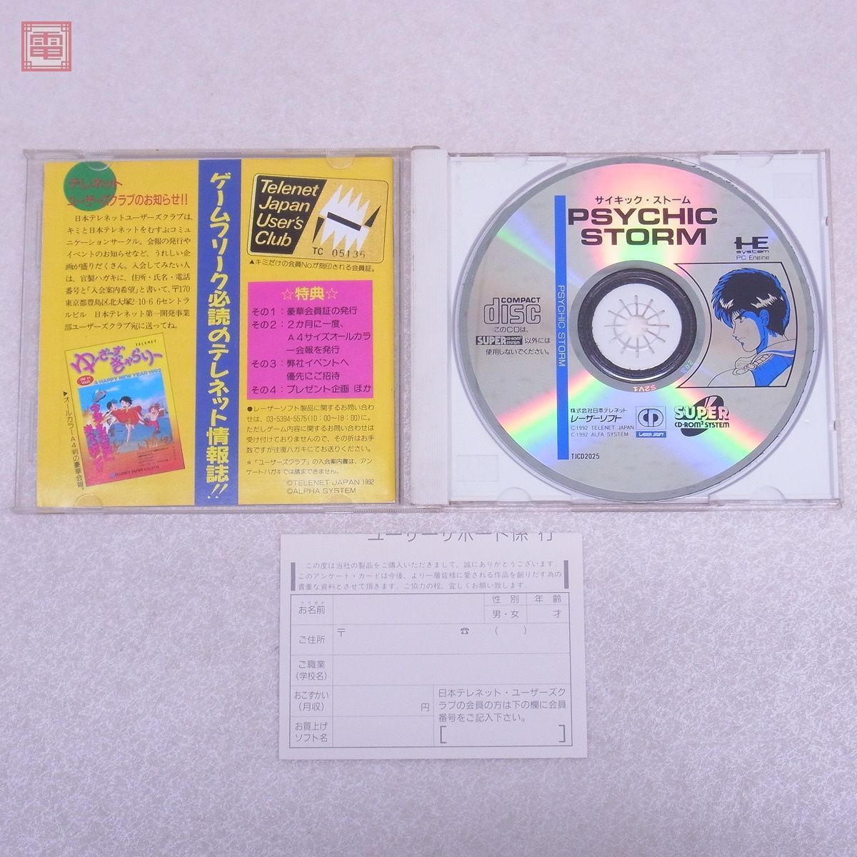 動作保証品 PCE PCエンジン SUPER CD-ROM2 サイキックストーム PSYCHIC STORM レーザーソフト LASER SOFT 箱説ハガキ付【10の画像2