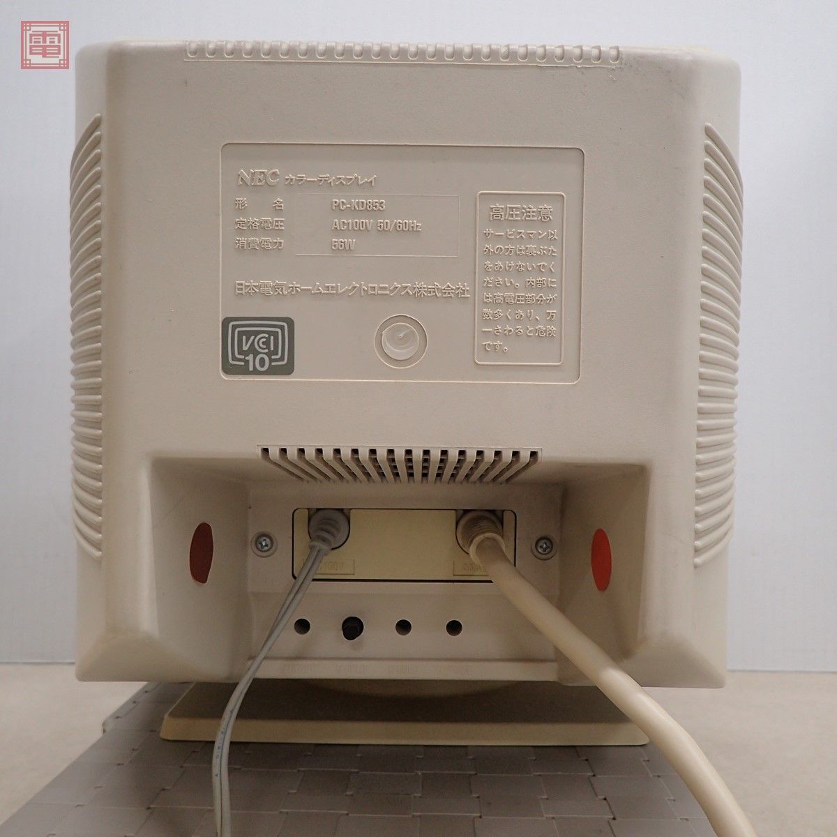 動作品 PC-8801/9801等 NEC 14インチカラーディスプレイモニター PC-KD853 日本電気 PC-KD902回転台座付 24kHz【40の画像4
