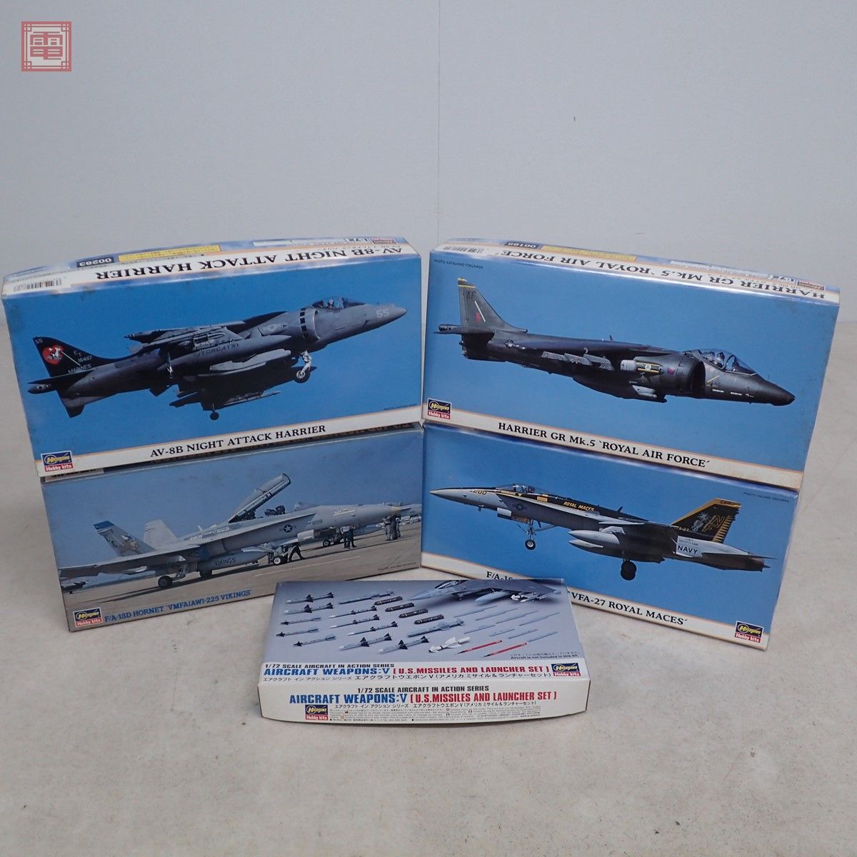 未組立 ハセガワ 1/72 AV-8B ナイトアタック ハリアー/Mk.5/ホーネット/メイセス/ウエポンセット まとめ5個セット HASEGAWA 【20_画像1