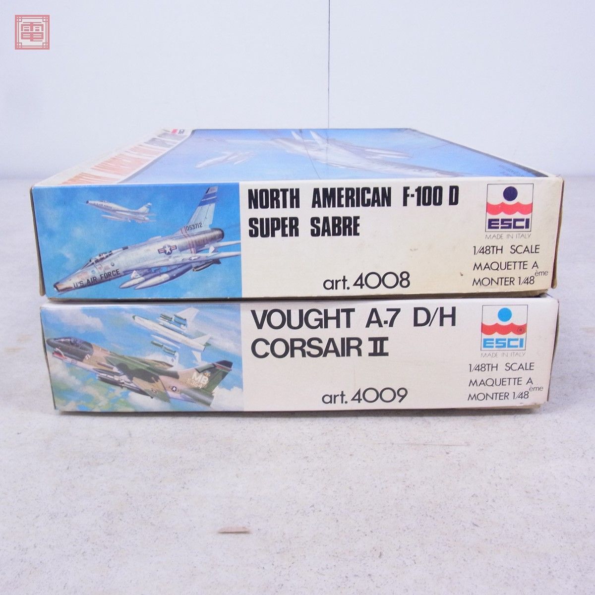 未組立 ESCI 1/48 ノースアメリカン F-100D スーパーセイバー/ヴォート A-7 D/H コルセア II 計2点セット【20_画像2